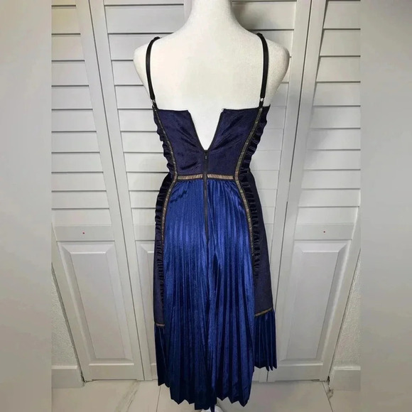 Self Portrait SZ 0 Blue Velvet Paneled Dress - Picture 7 of 14